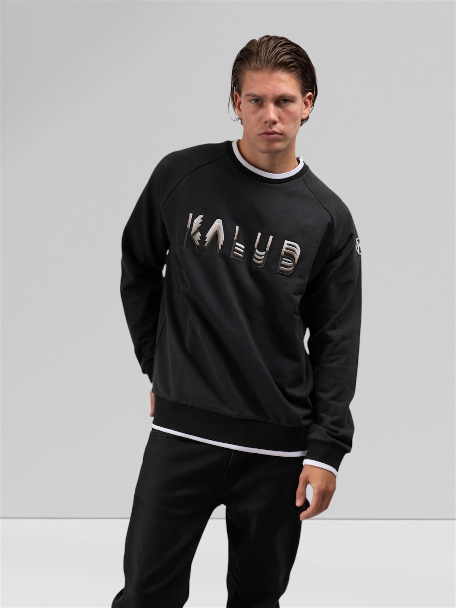 Regular Fit Pullover Washed Black 3D