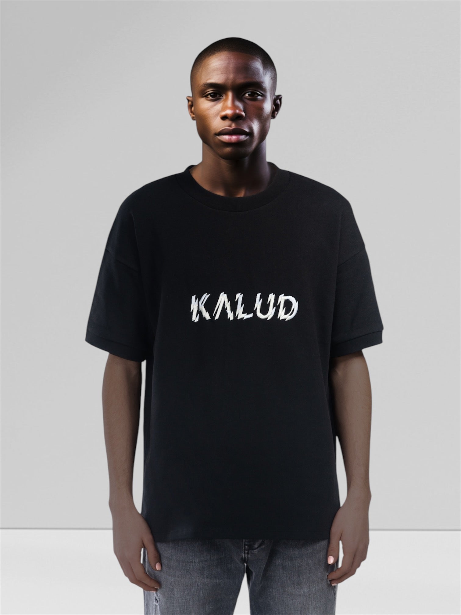 Heavy Cotton Oversize T-Shirt Broken Black KALUD